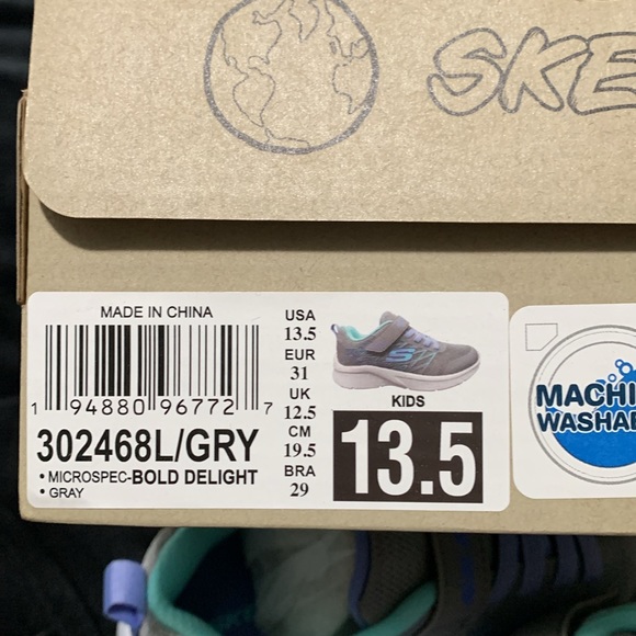 Skechers Girl's Microspec - Bold Delight Sneaker |Gray | Textile/Synthetic - Picture 15 of 16